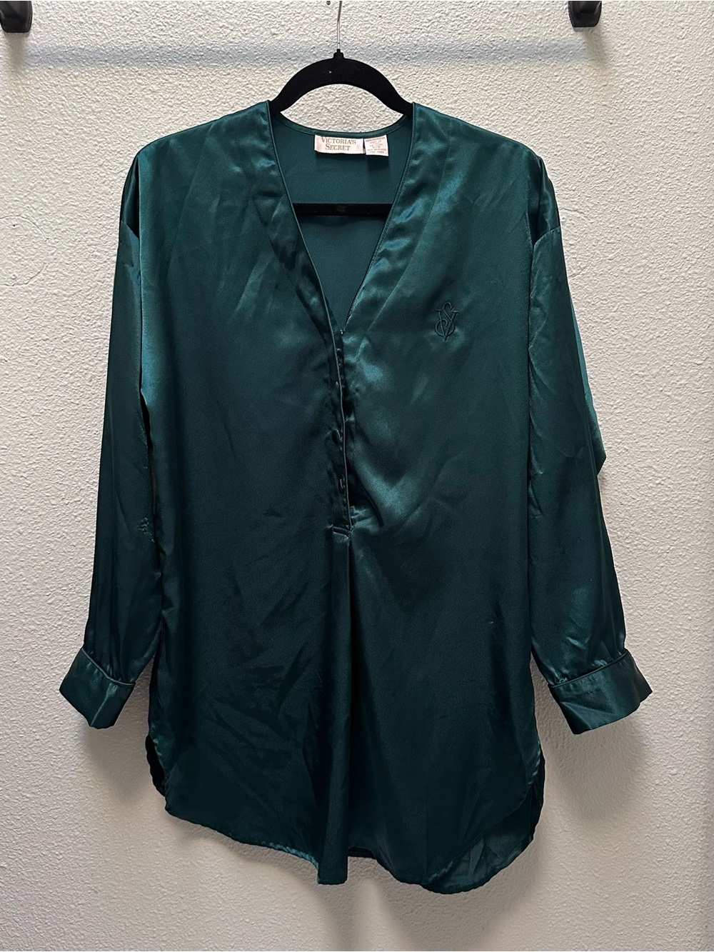 Victoria's Secret Vintage Gold Label Emerald Green Sleep Shirt Size S